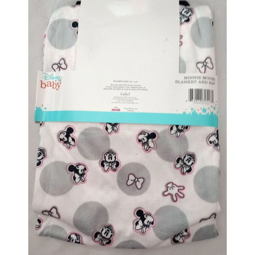 Minnie Mouse Baby Blanket & Hat Ears Mickey Disney‎ Girl Polka Dot